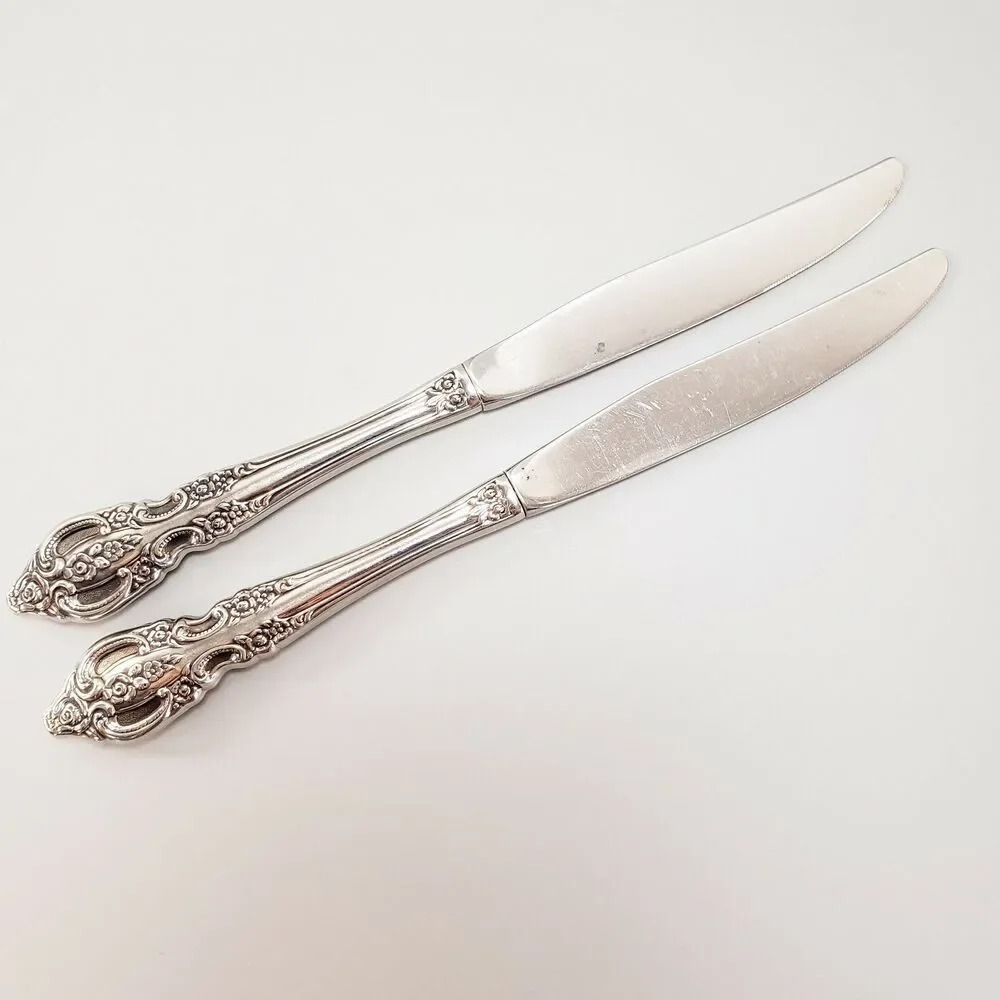 SSS Oneida Pembrooke Renoir 2 Dinner Butter Knives Stainless Silverware Flatware